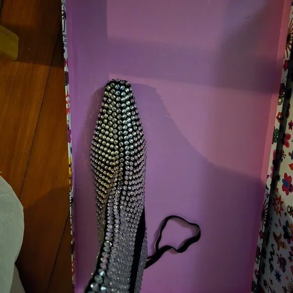 🍒NIB🍒 Jeffrey Campbell Crystal-Studded Black Suede Outwest-KJ Boots, Size 9 - Picture 13 of 16